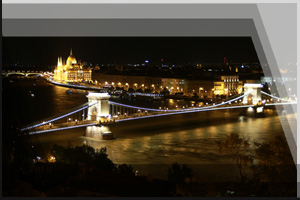 Cityfoto 01 - Ungarn, Budapest, Donau, Kettenbrcke bei Nacht