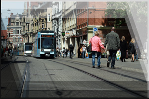 Fotografie Erfurt 20 - Bahnhofstrasse, Strassenbahn