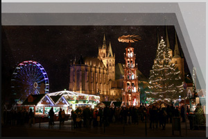 Fotografie Erfurt 28 - Domplatz, Weihnachtsmarkt bei Nacht